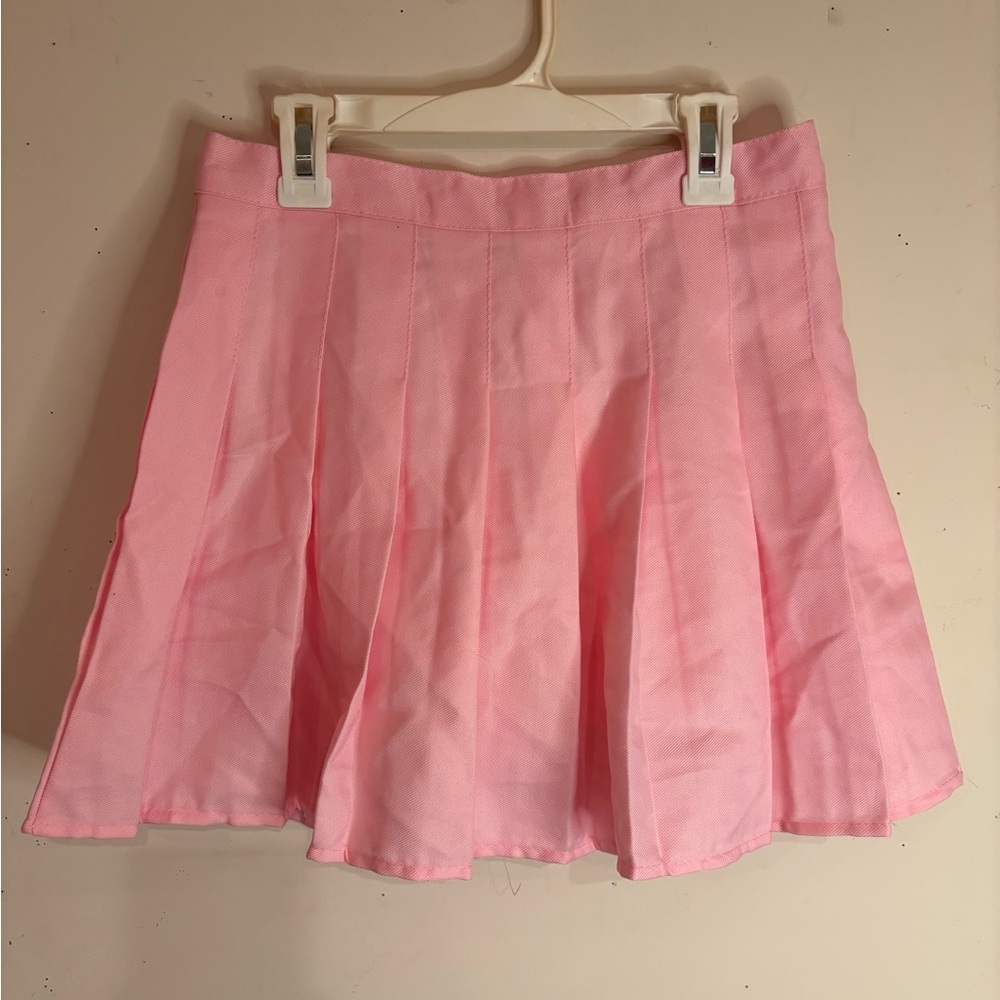 Mini Pink A-line Skater Skirt with Pleats for Casual Wear